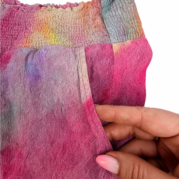 Vintage Conditions Apply Tie Dye Smocked Palazzo Pants Boho Festival Y2K Small - Picture 2 of 6